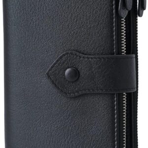 Bifold Slim Wallet Soft Leather RFID Blocking Double Zipper