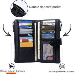 Bifold Slim Wallet Soft Leather RFID Blocking Double Zipper - Image 4