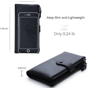 Bifold Slim Wallet Soft Leather RFID Blocking Double Zipper - Image 5