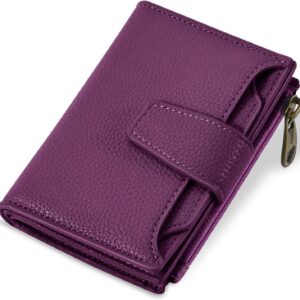 Compact Bifold Wallet RFID Blocking Soft Leather Zipper Coin Pocket - Image 10