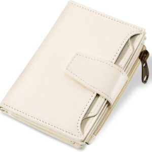Compact Bifold Wallet RFID Blocking Soft Leather Zipper Coin Pocket - Image 11