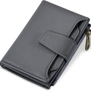 Compact Bifold Wallet RFID Blocking Soft Leather Zipper Coin Pocket - Image 16