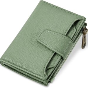 Compact Bifold Wallet RFID Blocking Soft Leather Zipper Coin Pocket - Image 17