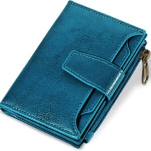 Compact Bifold Wallet RFID Blocking Soft Leather Zipper Coin Pocket - Image 18