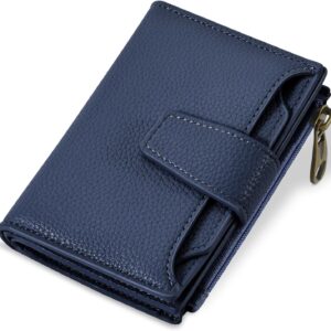 Compact Bifold Wallet RFID Blocking Soft Leather Zipper Coin Pocket - Image 19