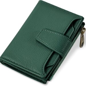 Compact Bifold Wallet RFID Blocking Soft Leather Zipper Coin Pocket - Image 21