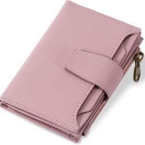 Compact Bifold Wallet RFID Blocking Soft Leather Zipper Coin Pocket - Image 22