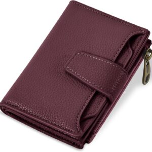 Compact Bifold Wallet RFID Blocking Soft Leather Zipper Coin Pocket - Image 24