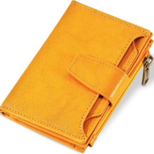Compact Bifold Wallet RFID Blocking Soft Leather Zipper Coin Pocket - Image 25