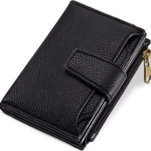 Compact Bifold Wallet RFID Blocking Soft Leather Zipper Coin Pocket - Image 26