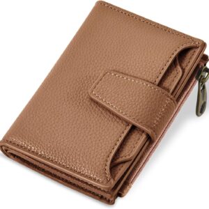 Compact Bifold Wallet RFID Blocking Soft Leather Zipper Coin Pocket - Image 27