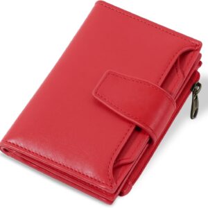 Compact Bifold Wallet RFID Blocking Soft Leather Zipper Coin Pocket - Image 28