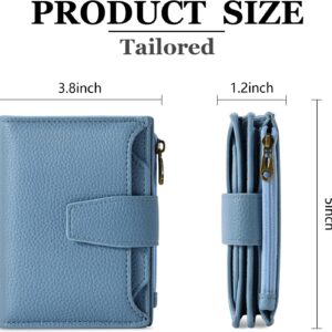 Compact Bifold Wallet RFID Blocking Soft Leather Zipper Coin Pocket - Image 3