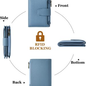 Compact Bifold Wallet RFID Blocking Soft Leather Zipper Coin Pocket - Image 4