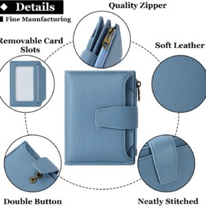 Compact Bifold Wallet RFID Blocking Soft Leather Zipper Coin Pocket - Image 5
