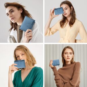 Compact Bifold Wallet RFID Blocking Soft Leather Zipper Coin Pocket - Image 9
