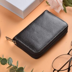 Credit Card Holder Genuine Leather Zipper Wallet 26 Slots - Image 2
