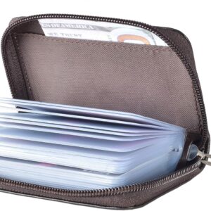 Credit Card Holder Genuine Leather Zipper Wallet 26 Slots - Image 25