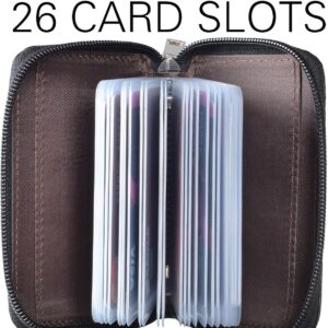 Credit Card Holder Genuine Leather Zipper Wallet 26 Slots - Image 3