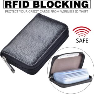 Credit Card Holder Genuine Leather Zipper Wallet 26 Slots - Image 5