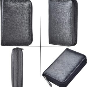 Credit Card Holder Genuine Leather Zipper Wallet 26 Slots - Image 6