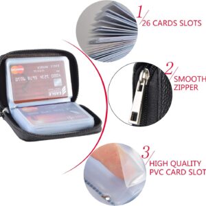 Credit Card Holder Genuine Leather Zipper Wallet 26 Slots - Image 7