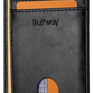 Minimalist Front Pocket Wallet RFID Blocking Leather Black - Image 16