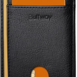 Minimalist Front Pocket Wallet RFID Blocking Leather Black - Image 19