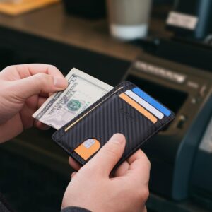 Minimalist Front Pocket Wallet RFID Blocking Leather Black - Image 2
