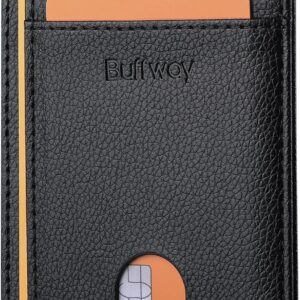 Minimalist Front Pocket Wallet RFID Blocking Leather Black - Image 20