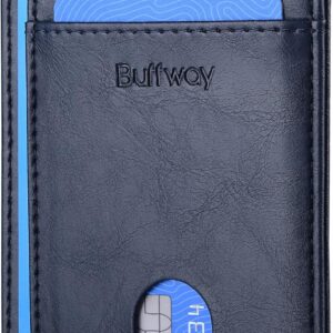Minimalist Front Pocket Wallet RFID Blocking Leather Black - Image 21