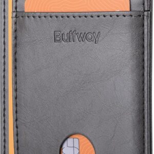 Minimalist Front Pocket Wallet RFID Blocking Leather Black - Image 29
