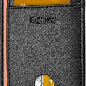 Minimalist Front Pocket Wallet RFID Blocking Leather Black - Image 30