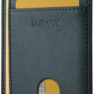 Minimalist Front Pocket Wallet RFID Blocking Leather Black - Image 32