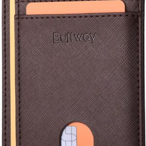 Minimalist Front Pocket Wallet RFID Blocking Leather Black - Image 33