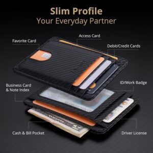 Minimalist Front Pocket Wallet RFID Blocking Leather Black - Image 4