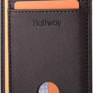Minimalist Front Pocket Wallet RFID Blocking Leather Black - Image 40