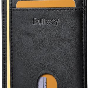 Minimalist Front Pocket Wallet RFID Blocking Leather Black - Image 44