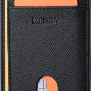 Minimalist Front Pocket Wallet RFID Blocking Leather Black - Image 45