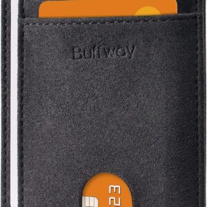 Minimalist Front Pocket Wallet RFID Blocking Leather Black - Image 46