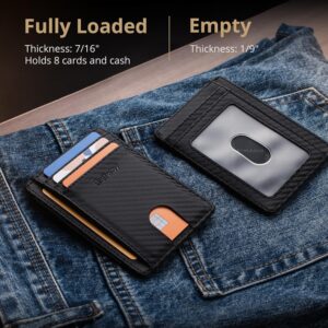 Minimalist Front Pocket Wallet RFID Blocking Leather Black - Image 6