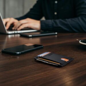Minimalist Front Pocket Wallet RFID Blocking Leather Black - Image 9