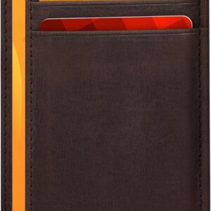 Minimalist Wallet Leather RFID Front Pocket Cognac - Image 12