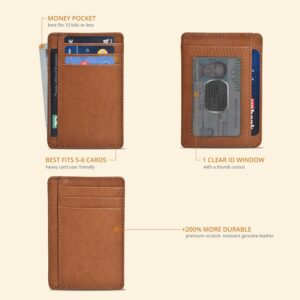 Minimalist Wallet Leather RFID Front Pocket Cognac - Image 3