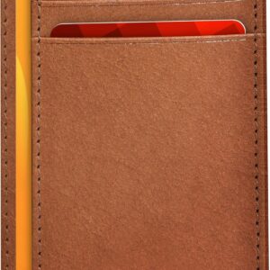 Minimalist Wallet Leather RFID Front Pocket Cognac