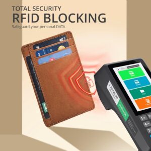 Minimalist Wallet Leather RFID Front Pocket Cognac - Image 5