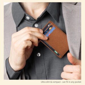Minimalist Wallet Leather RFID Front Pocket Cognac - Image 6