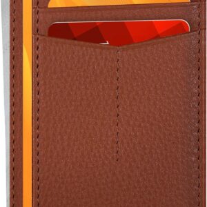 Minimalist Wallet Leather RFID Front Pocket Cognac - Image 8