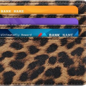 Slim Minimalist Pocket Credit Card Holder Wallet Lightweight Leopard
