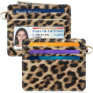 Slim Minimalist Pocket Credit Card Holder Wallet Lightweight Leopard - Image 36